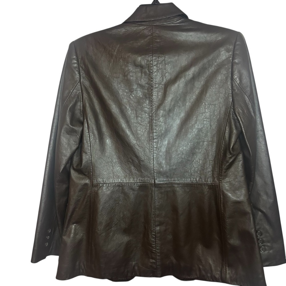 Tribal Genuine Leather Blazer Jacket Women’s Size 10 Brown Classic Lined Coat - Picture 3 of 12